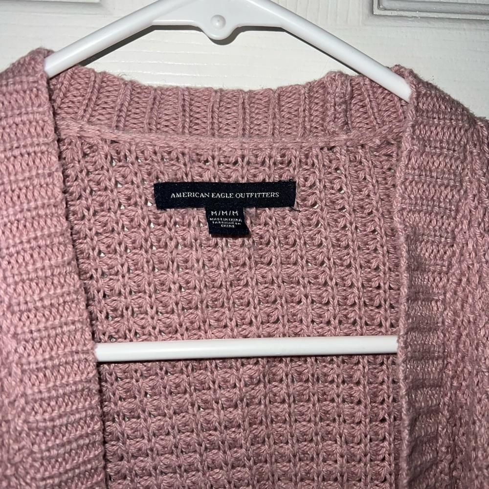 American Eagle Dusty Pink Knit Waterfall Cardigan Size Medium - Picture 3 of 7